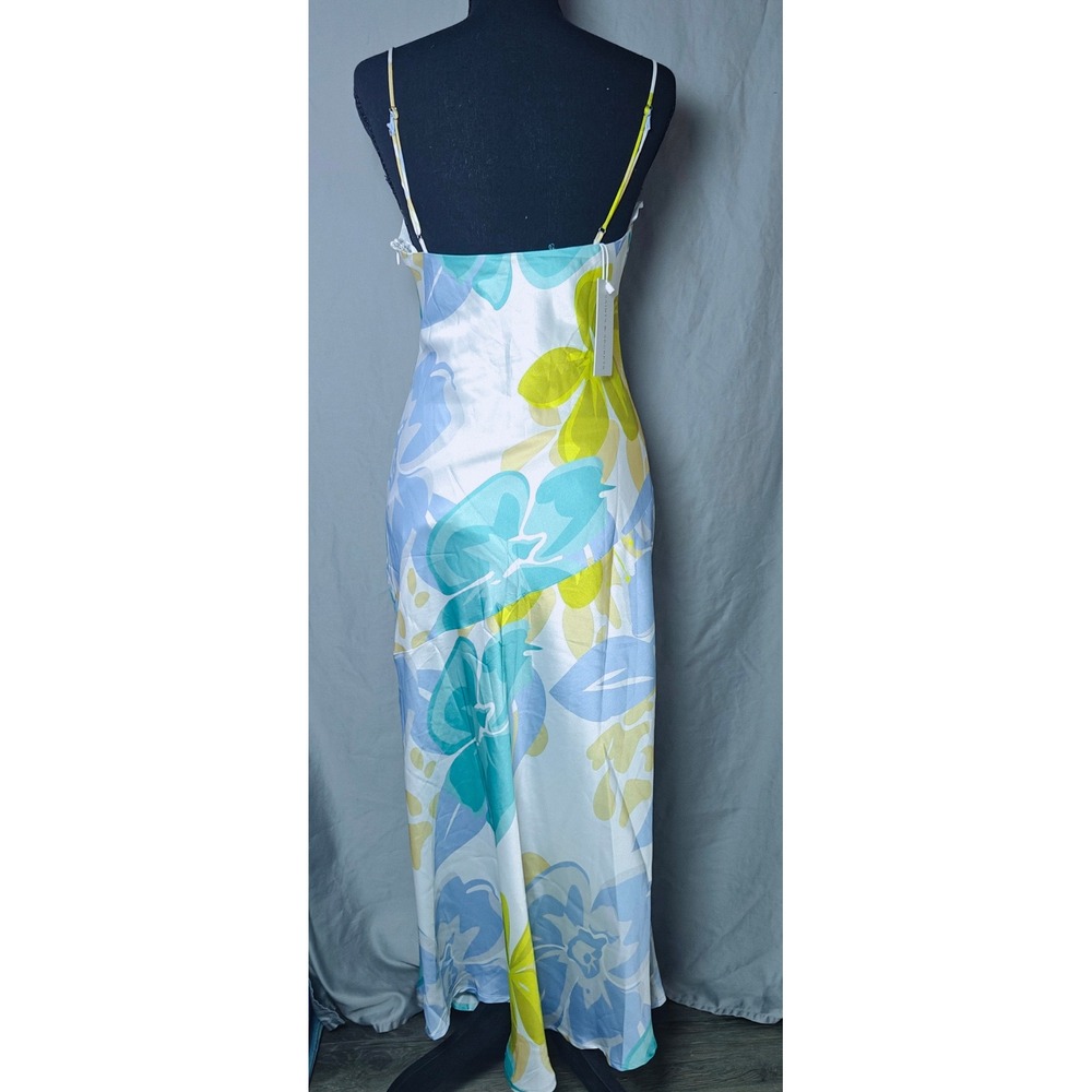Saints & Secrets Floral Cowl Neck Slip Maxi Dress Blue Yellow White Size S NWT - Picture 2 of 15
